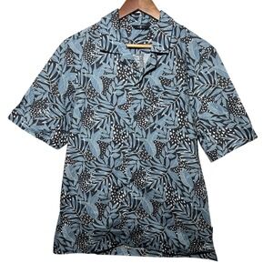 7 For All‎ Mankind Floral Camp Collar Shirt Dusty Blue Large 100% Cotton